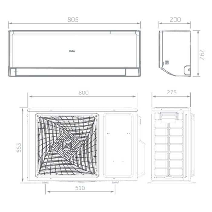 Haier Climatiseur Double Split Revive 9000+12000 2,5kW+3,5kW WIFI R32 A++/A+ – Image 3