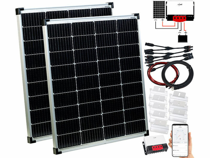 Revolt Régulateur 20 A MPPT-90.app avec 2 panneaux solaires 110 W, supports et câbles – Image 2