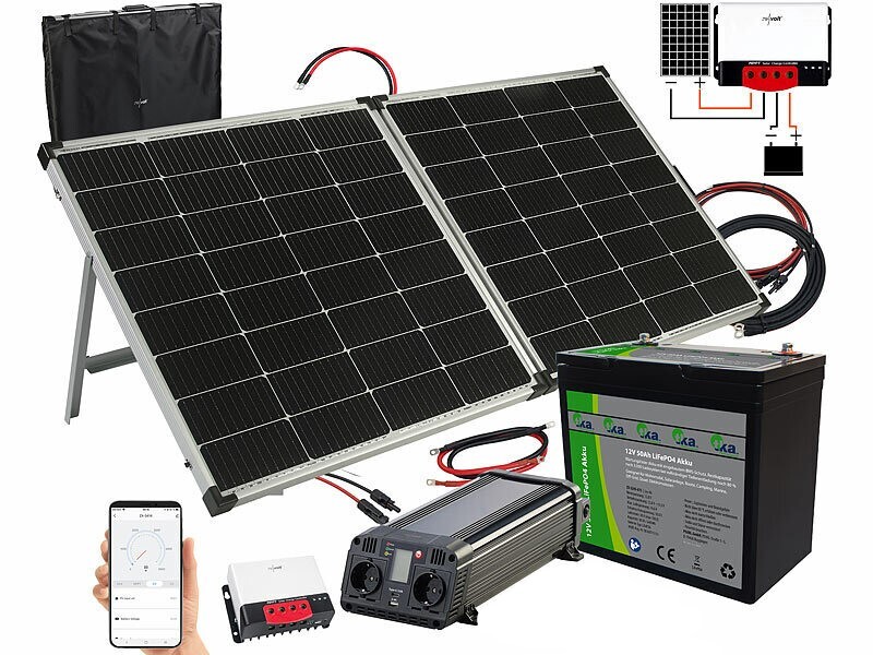 Revolt Kit panneau solaire 240 W avec régulateur MPPT-90.app, batterie et convertisseur
