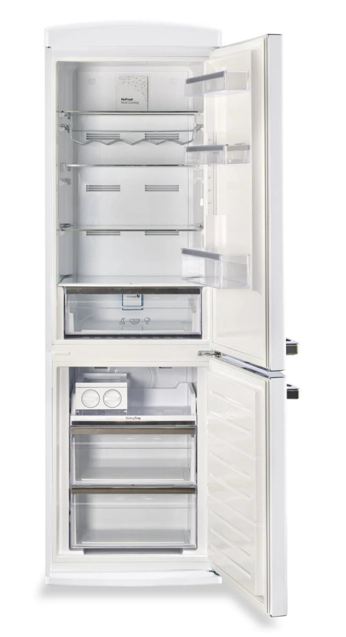 Unique Réfrigérateur Classic Rétro 24 po congélateur inférieur blanc guimauve UGP-340L W AC – Image 5