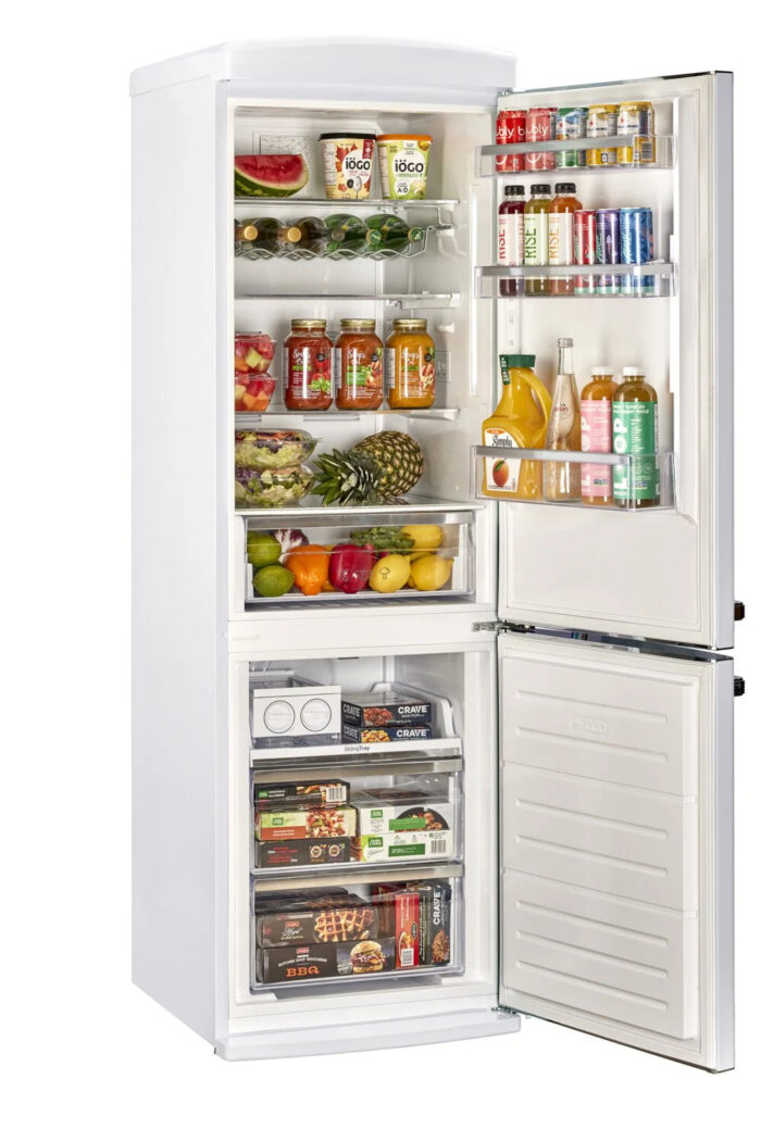Unique Réfrigérateur Classic Rétro 24 po congélateur inférieur blanc guimauve UGP-340L W AC – Image 6