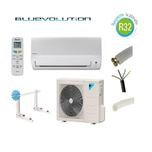 Daikin Climatiseur 3500W R32 Reversible FTXF35A + Kit de pose 3 Mètres
